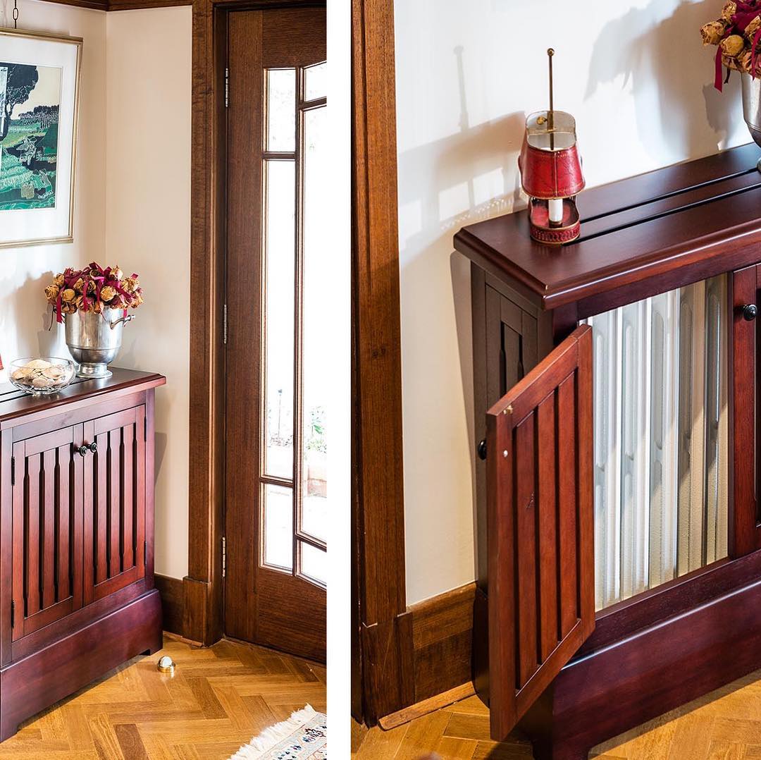 Custom made, solid timber radiator covers. What a beautiful touch to this period home. A great way to hide the modern aspects in a traditional home.
.
.
.