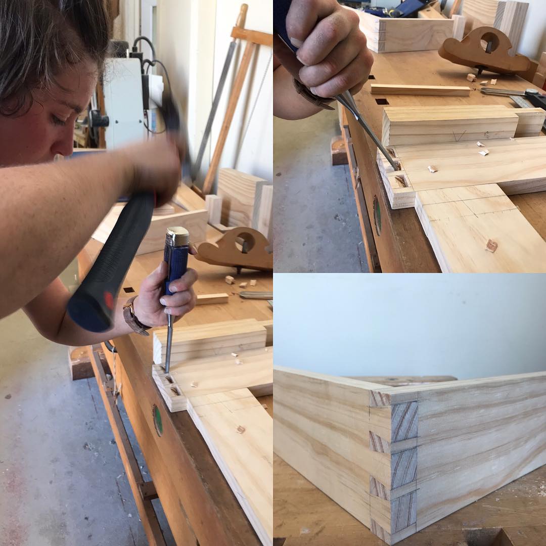 Meet Charlotte, our first year apprentice. Learning the craft of dove tail joints. We’re all about craftsmanship and traditional joinery methods. Beautiful work! 
.
.
.
.
.